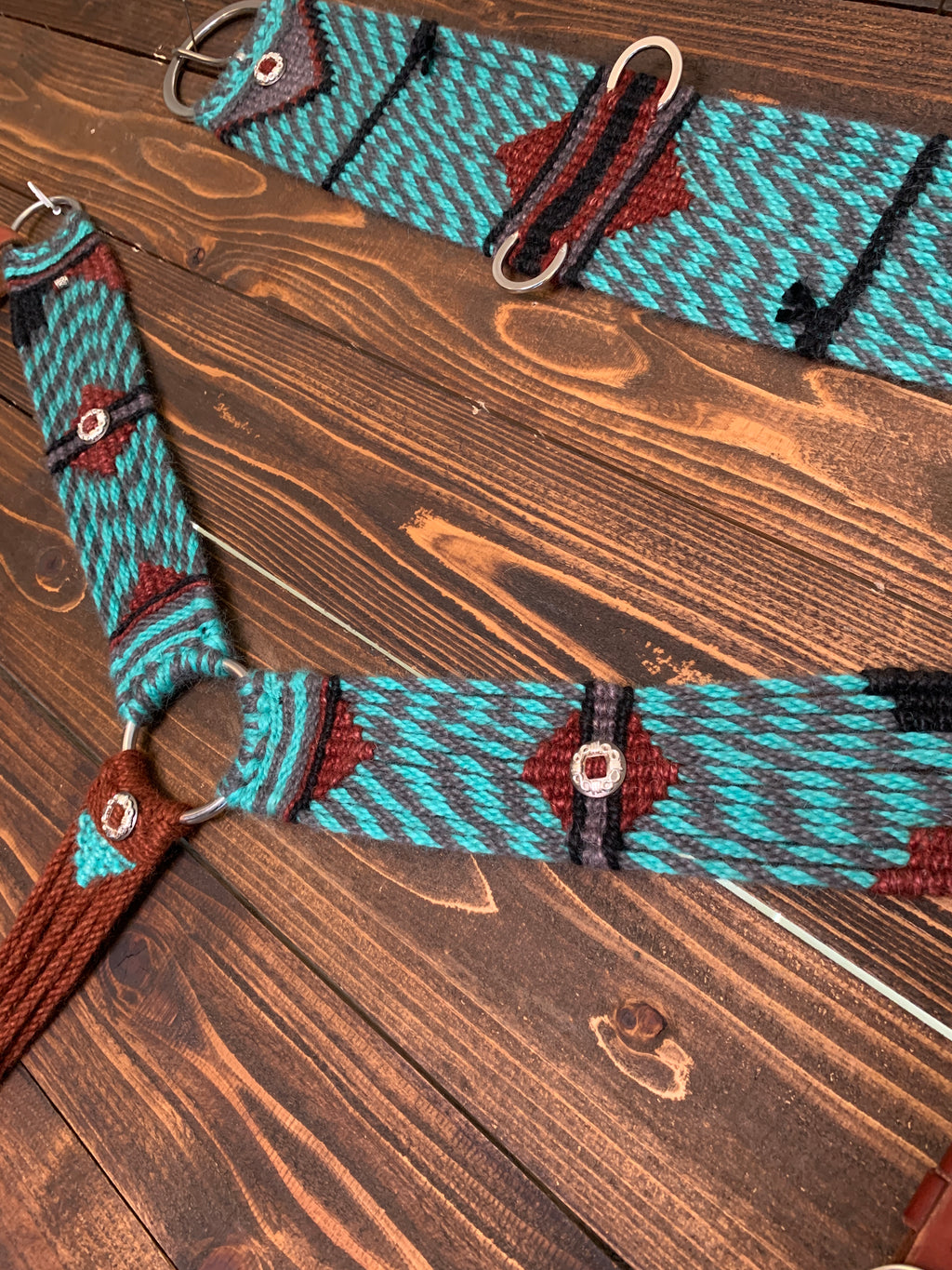 Mohair Breast Collar Tuquoise Ranchero ~ with tugs image 0