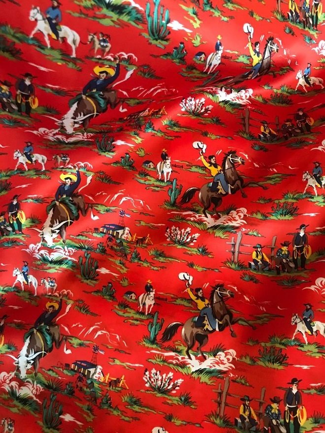 Silk Wild Rag- Cowboys on Red 36” image 1