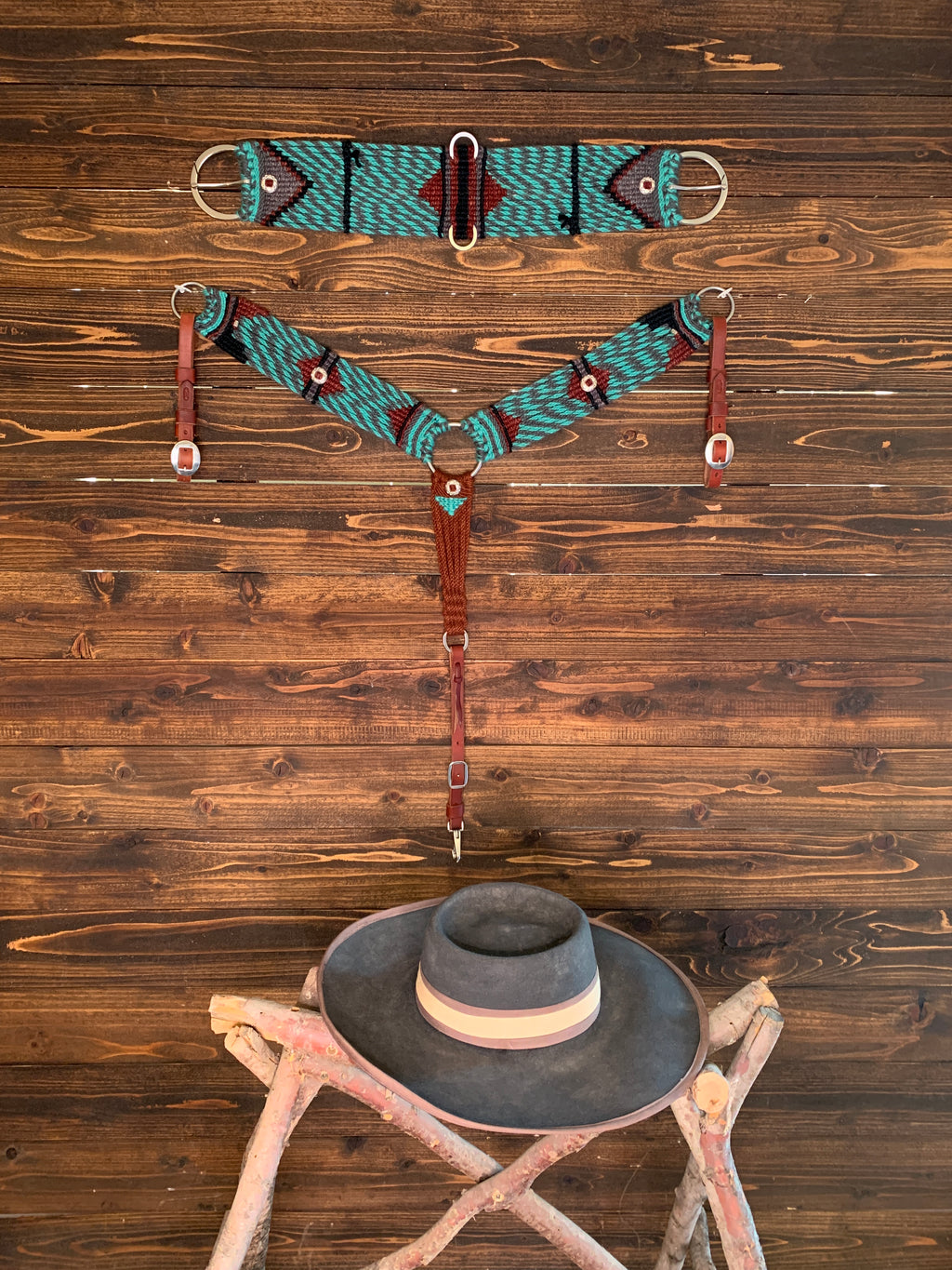 Mohair Breast Collar Tuquoise Ranchero ~ with tugs image 1
