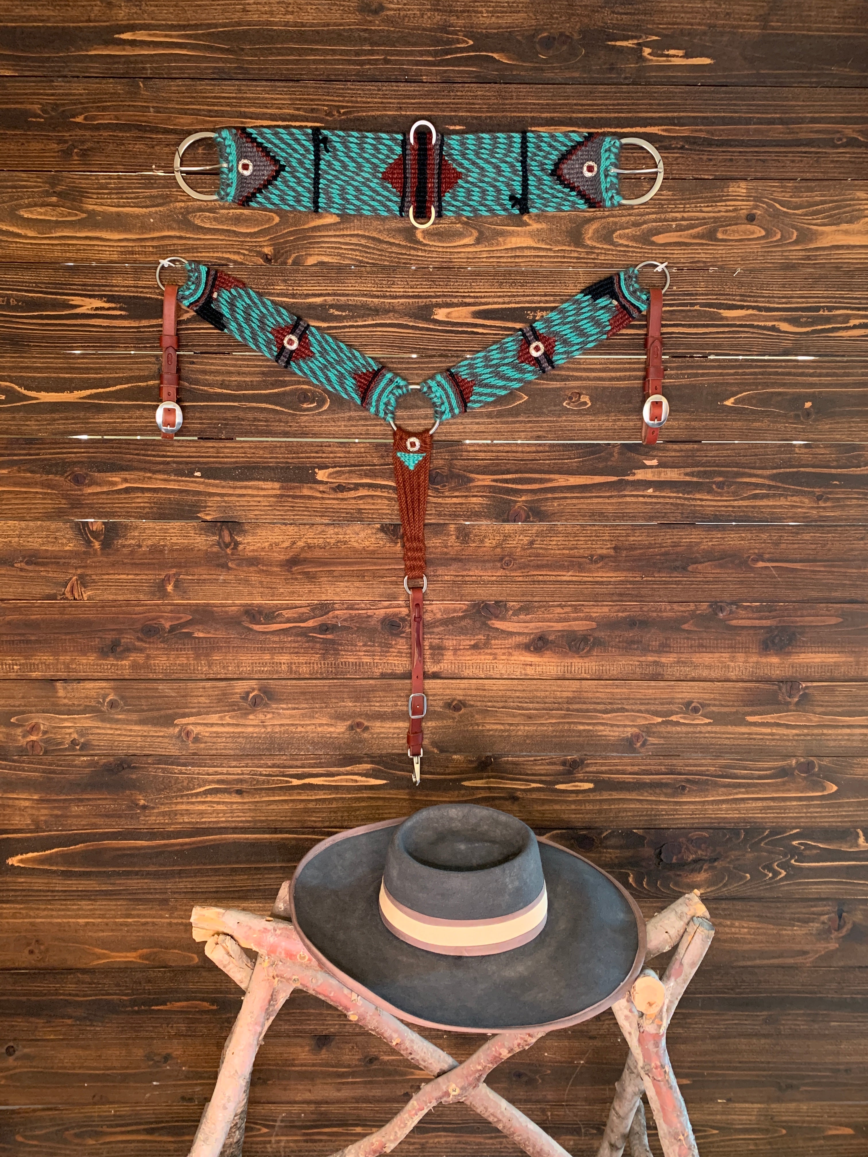 Mohair Breast Collar Tuquoise Ranchero ~ with tugs image 1