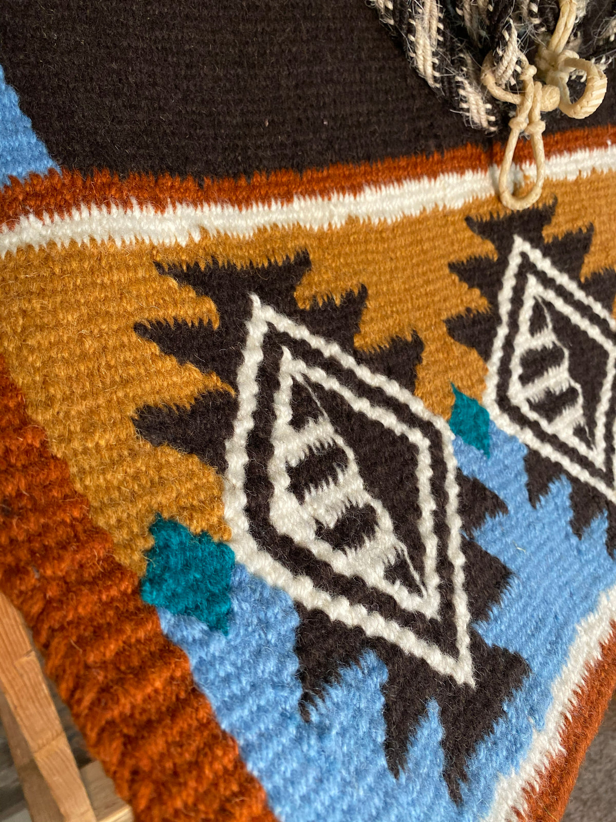 Wool Saddle Blanket ~ The Traveler ~ Blue, Gold and Espresso