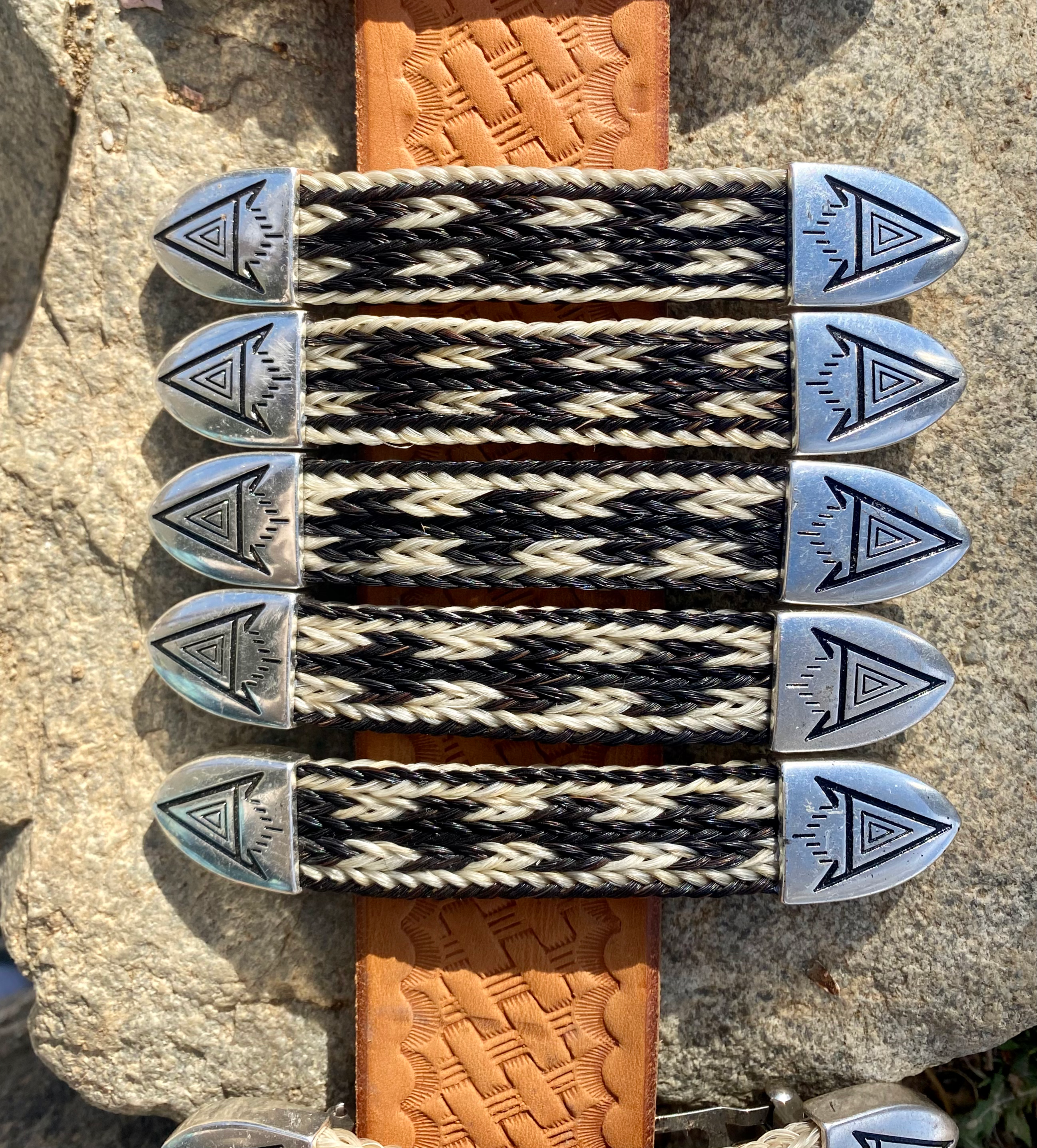 Braided Horse Hair Barrettes ~ black/natural image 0