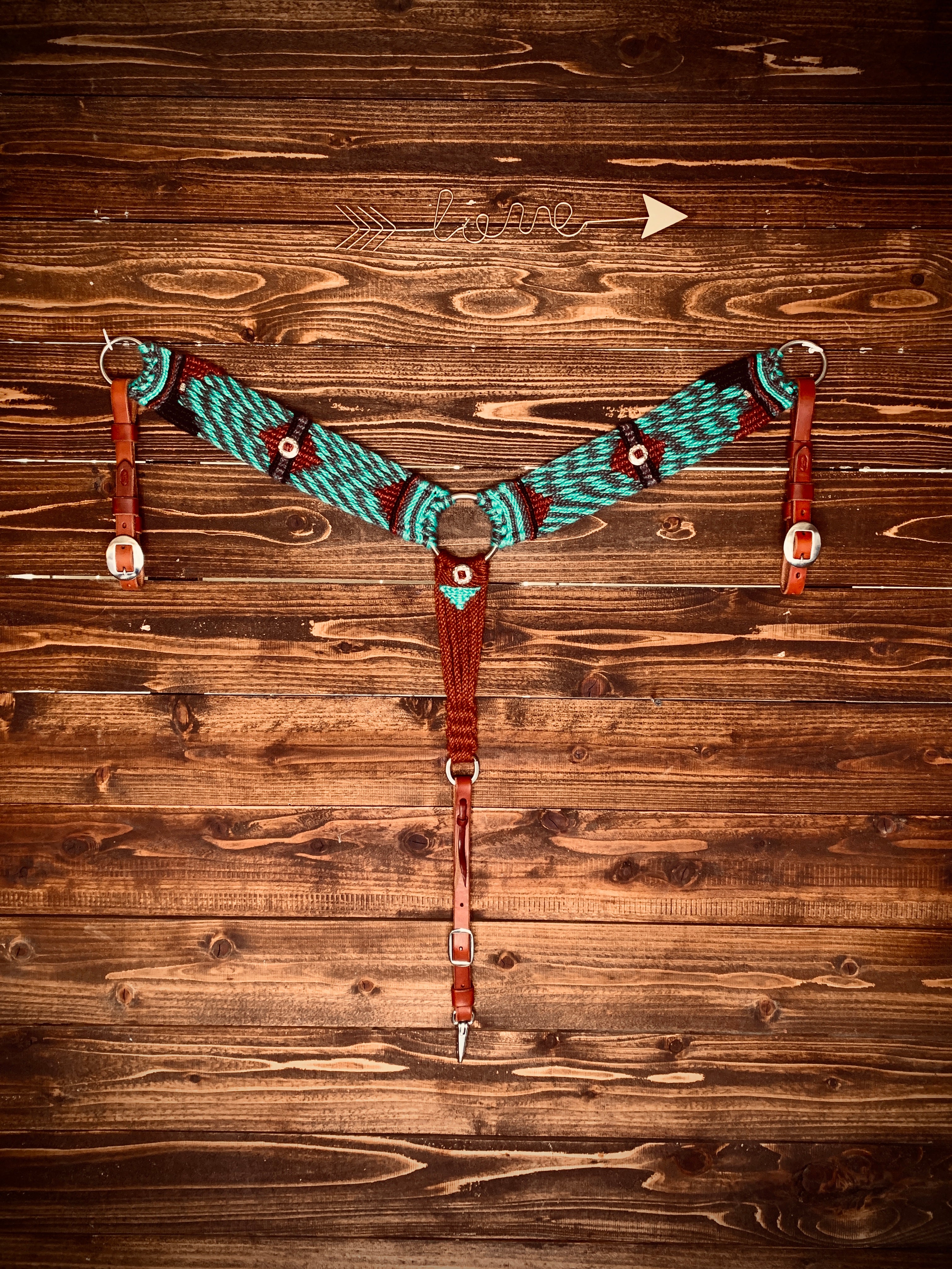Mohair Breast Collar Tuquoise Ranchero ~ with tugs image 2