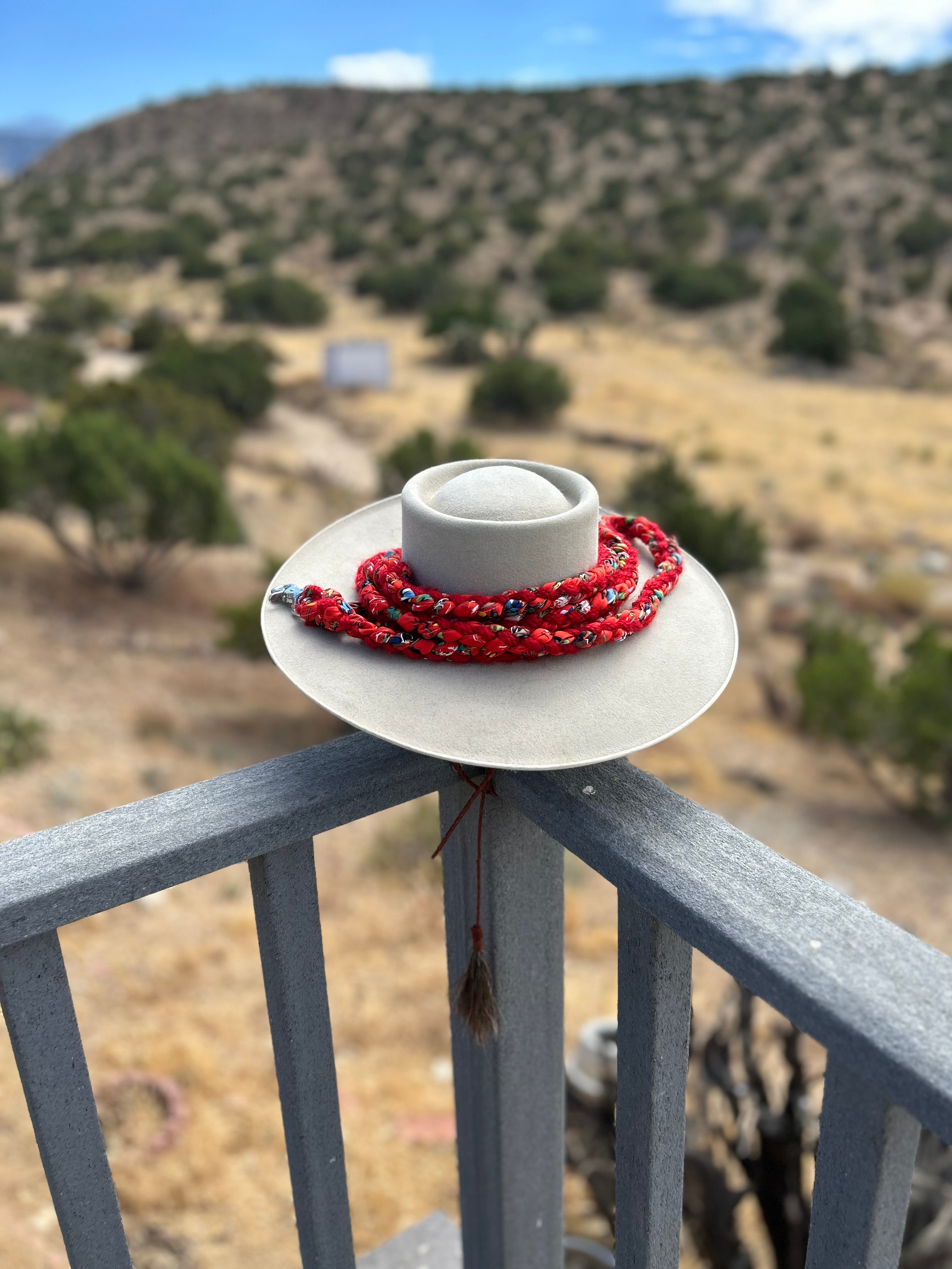 Silk and Mohair Single Loop Reins ~ Cowboys on Red